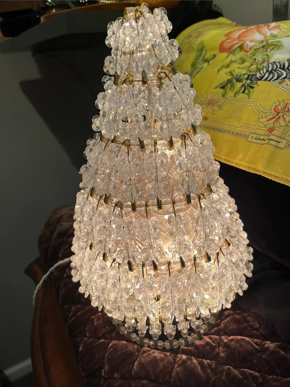 Crystal Bead Holiday String Light Tree - Clear Bead Accent